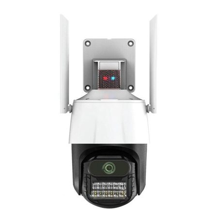 Titan 360° 5MP WiFi venkovní PTZ bezpečnostní kamera – iCSee, noční vidění, sledování pohybu, IP66, bílo‑černá