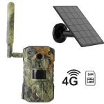   4G SIM solární fotopast – lovecká a monitorovací kamera, živý náhled, PIR pohybový senzor, QHD video, noční režim