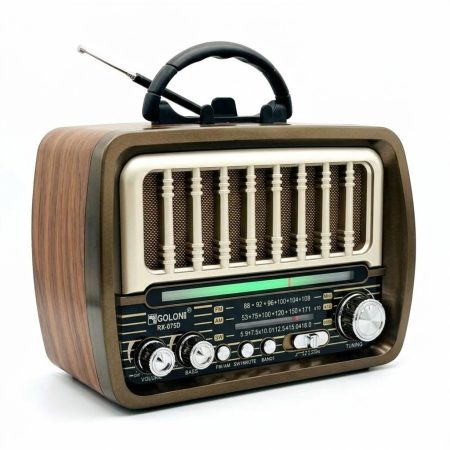 Golon RX-075D Retro USB rádio – solárně dobíjecí s elegantním dřevěným designem