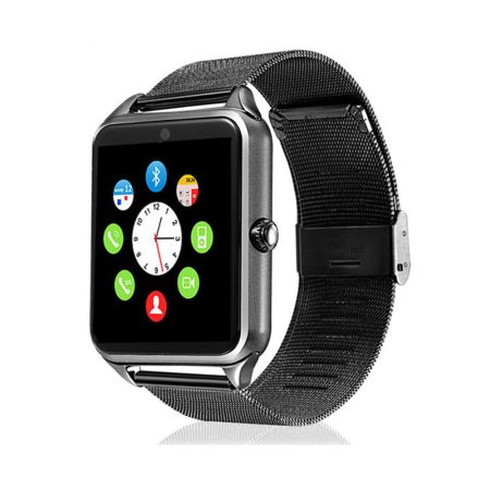 AlphaOne smart hodinky, černý ocelový náramek, vestavěný fotoaparát