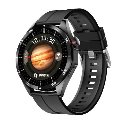 Laxasfit GT4 Pro černé chytré hodinky s černým silikonovým řemínkem