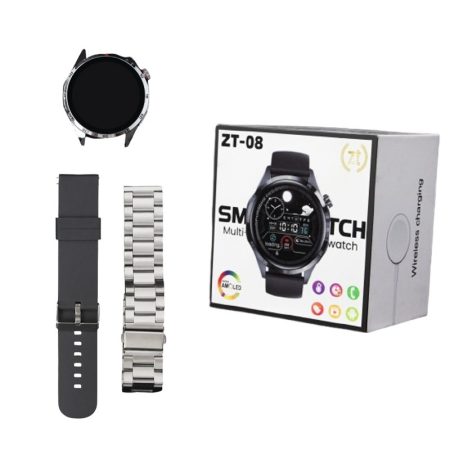 ZTfit ZT-08 Stříbrné chytré hodinky se silikonovým a kovovým řemínkem