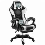   Likeregal 920 herní židle s podnožkou, masážní funkcí, bílá