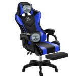   Modrá herní židle Likeregal 920 s podnožkou a masážní funkcí