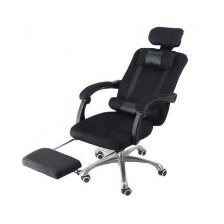 Prezidentská otočná židle s opěrkou na nohy, černá – Pohodlí a komfort, ergonomický design!