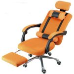   Prezidentská otočná židle s opěrkou pro nohy , oranžová barva - pohodlí a  ergonomický design!