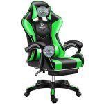   Zelené herní křeslo Likeregal 920 s podnožkou a masážní funkcí