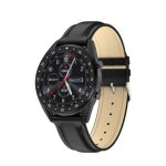   L7  inteligentní hodinky s černým koženým náramkem - můžete jej používat v jakékoliv oblasti života