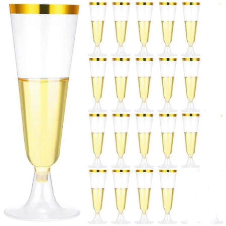 Elegantní jednorázové plastové sklenice na šampaňské – sada 20 ks, 150 ml