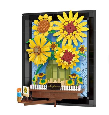  Van Gogh Slunečnice – 3D stavebnice obrazu (s rámečkem) | Umělecký model dekorace – 1277 dílků