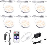   AIBOO Stmívatelné LED osvětlení skříně - studená bílá + RGB, s dálkovým ovládáním (6 světel s velmi nízkou intenzitou)