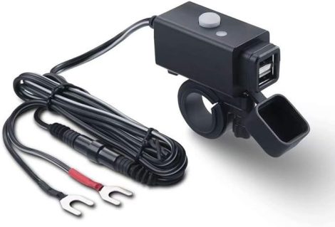 iMESTOU Motorizovaná nabíječka USB - 5V 2,1A, vodotěsná, duální USB, s vypínačem a pojistkou (12V/24V)