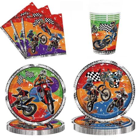 Sada narozeninové výzdoby Motocross Dirt Bike pro 20 osob - kompletní balíček zvonků pro fanoušky motokrosu Sada narozeninové výzdoby Motocross Dirt Bike pro 20 osob - kompletní balíček zvonků pro fanoušky motokrosu