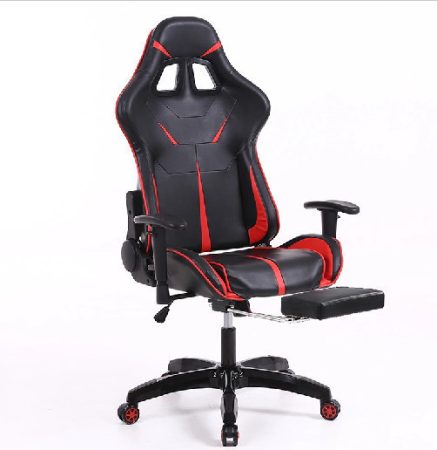 Herní židle Sintact   červeno černé  s podnožkou