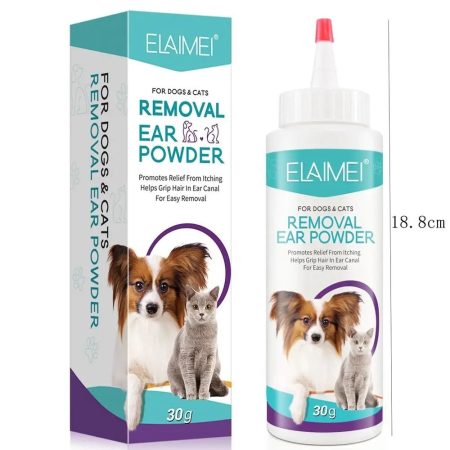 ELAIMEI – prášek pro péči o uši a k odstranění chlupů pro psy a kočky, 30 g