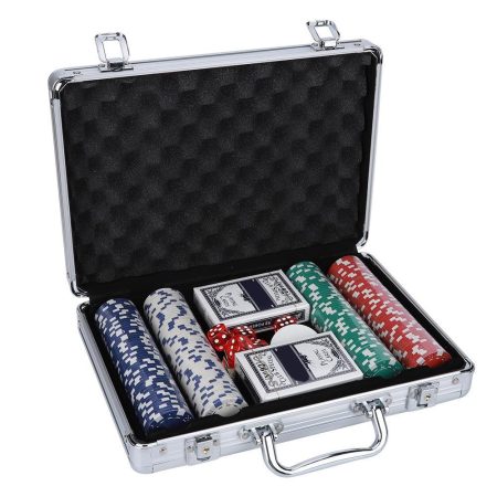 Pokerová sada s kvalitními žetony v praktickém hliníkovém kufříku, 200 ks