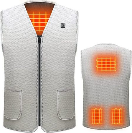 Amaz Lux bílo-šedá unisex vyhřívaná vesta EU/XL