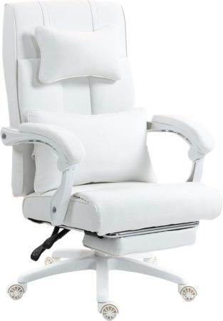 Dowinx manažerská židle, bílá – s opěrkou nohou a nastavitelnou bederní a hlavovou opěrkou