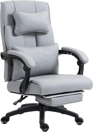 Dowinx manažerská židle, šedá – s opěrkou nohou a nastavitelnou bederní a hlavovou opěrkou