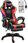   Červené  herní křeslo Likeregal 920 s podnožkou a podsvícením RGB