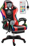   Červené  herní křeslo Likeregal 920 s podnožkou, s podsvícením RGB a masážní funkcí
