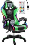   Zelené herní křeslo Likeregal 920 s podnožkou a podsvícením RGB  a masážní funkcí
