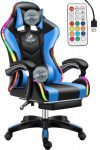   Modré herní křeslo Likeregal 920 s podnožkou a podsvícením RGB a masážní funkcí