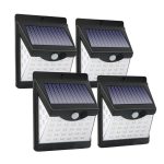   FourKings Venkovní nástěnná svítidla LED integrovaný solární panel a detektor pohybu (4 ks ) 