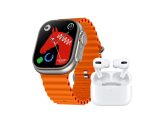   Chytré hodinky X90 oranžové + sluchátka + s náhradním bílým řemínkem