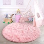 Fluffy Kulatý plyšový růžový koberec o průměru 60 cm