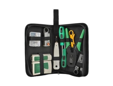 Sada pro testování sítí NewYork, LAN, UTP, FTP, kleště na krimpování, nástroj pro push-in, konektory, úložný kryt, 10 kusů Sada pro testování sítí NewYork, LAN, UTP, FTP, kleště na krimpování, nástroj pro push-in, konektory, úložný kryt, 10 kusů