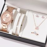 5dílná luxusní sada šperků pro ženy, rose gold