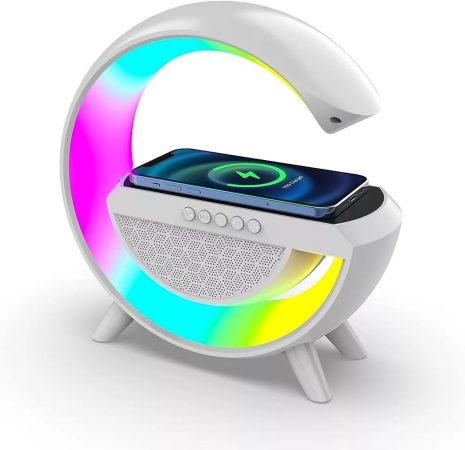 Multifunkční reproduktor Bluetooth s RGB LED lampou a bezdrátovou indukční nabíječkou QI
