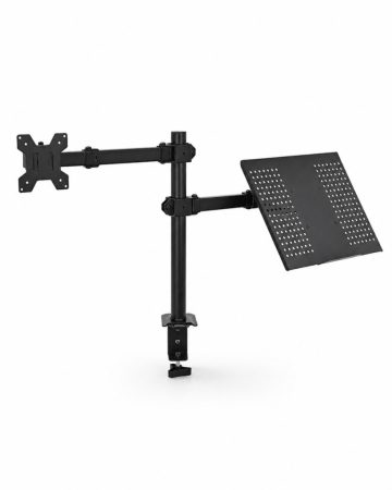 Stolní držák na monitor a notebook se dvěma rameny pro displeje o úhlopříčce 10–32 palců, s upevněním pomocí svorek
