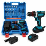   Vrtací šroubovák Rextool s dvěma akumulátory a kovovým držákem